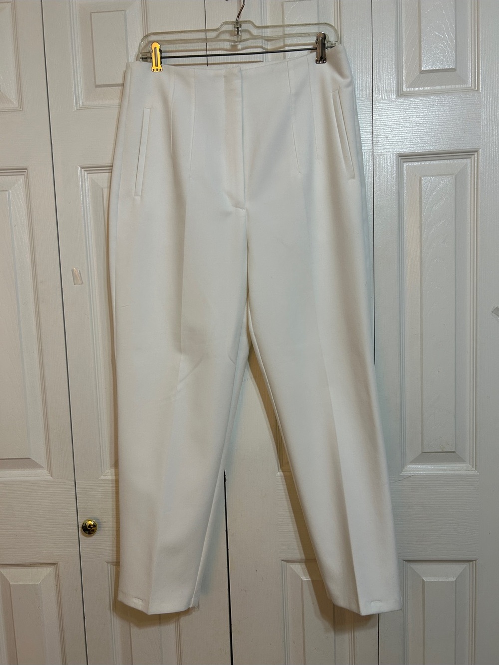 Zara White Straight-Leg Tailored Pants